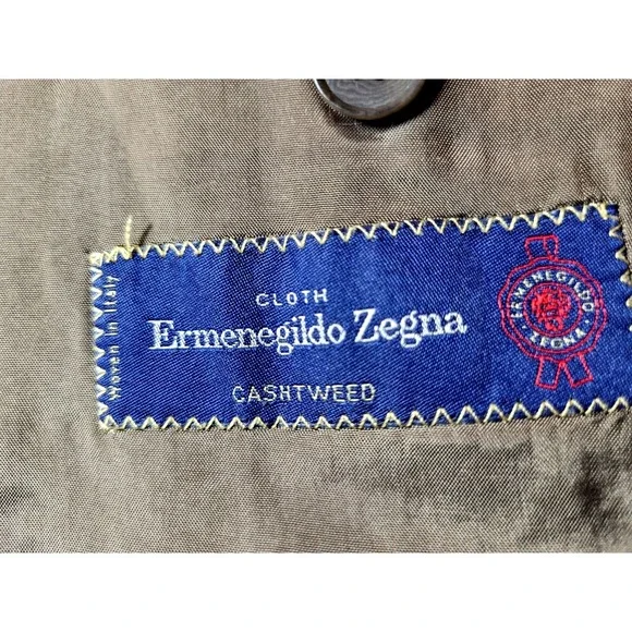 Bespoke Luca diMarco Tweed Olive Green Cashmere Blazer Cloth Ermengildo Zenga 46 - Picture 12 of 14